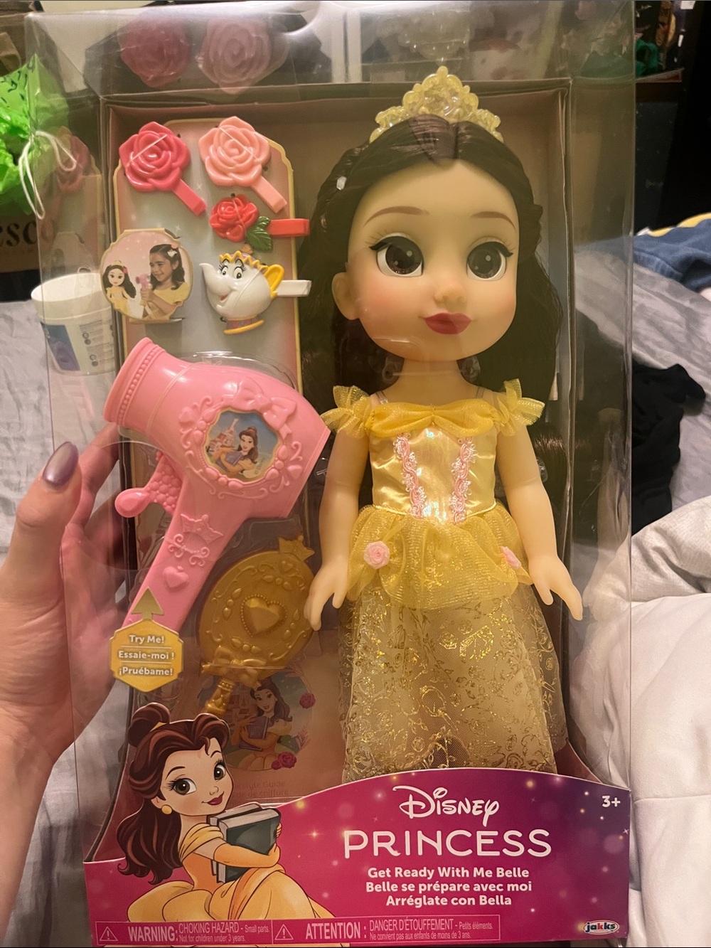 Disney Belle Princess Doll in Yellow Gown with Pink Accessories